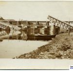 Взорванный автодорожный мост. Временный деревянный мост. 20-е годы