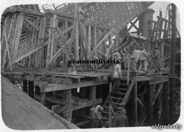 Ремонт ж/д  моста. 1915 год