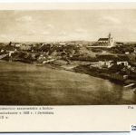Вид на Неман, Францисканский костёл и взорванный автодорожный мост. 1915 год